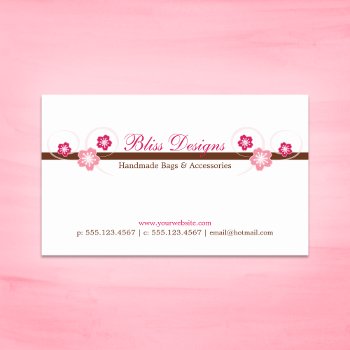 Pink And Brown Sakura Business Card by whimsydesigns at Zazzle