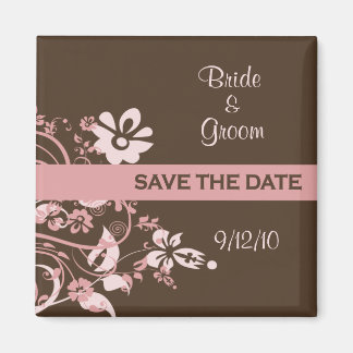 Pink and Brown Save the Date Magnets