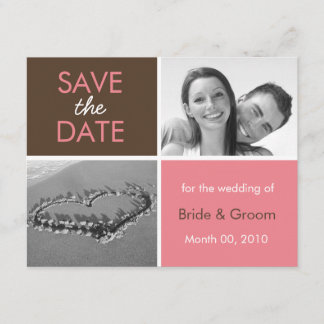 Pink and Brown Save the Date Photo Cards