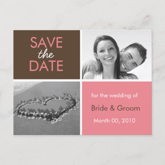 Pink and Brown Save the Date Photo Postcards