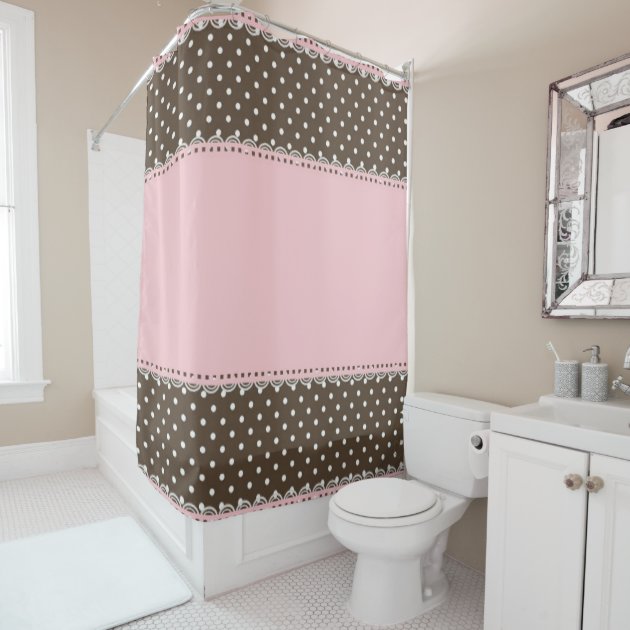 Pink and brown clearance shower curtain