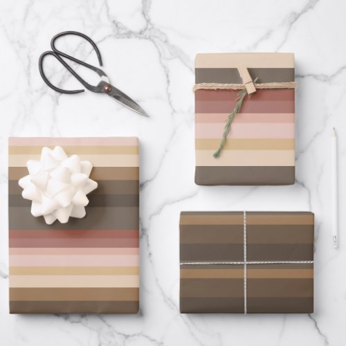 Pink And Brown Stripe Wrapping Paper Sheets