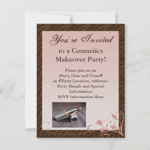 Pink and Brown Swirl Cosmetics Feminine Invitation