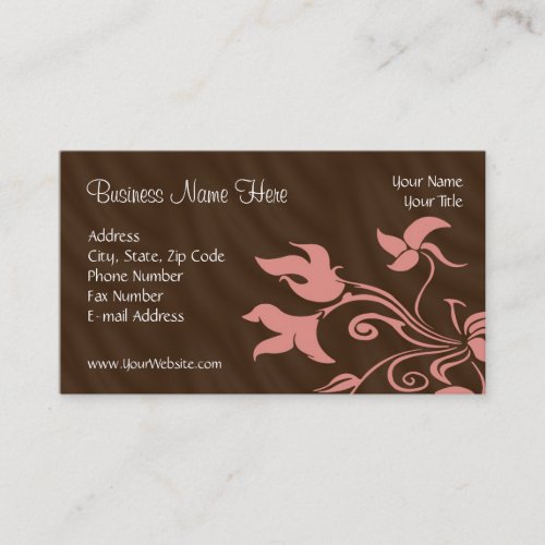 Pink and Brown Swirl Make-Up Artist or Salon Business Card Templates