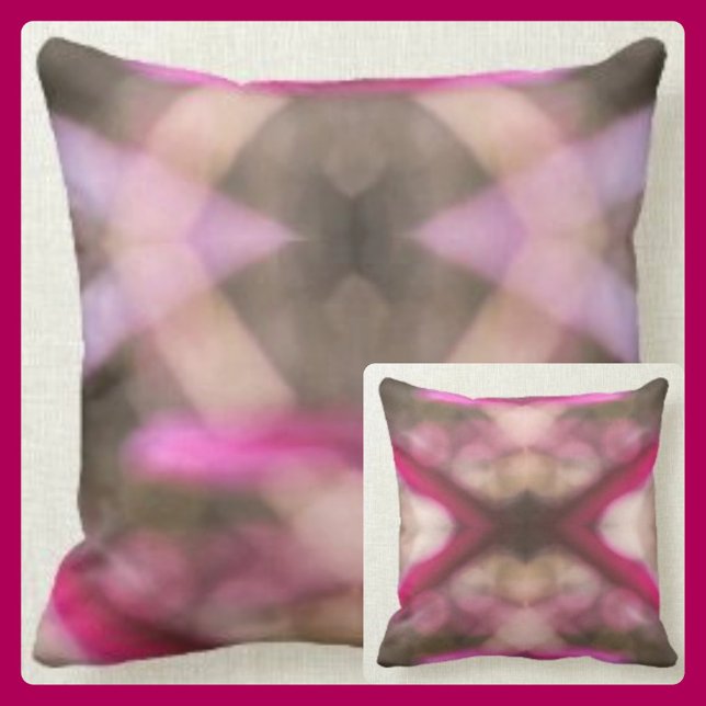 Pink and Brown Tie Dye Boho Chic Throw Pillow (Creator Uploaded)