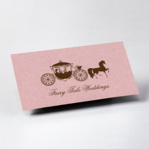 Pink And Brown Wedding Horse & Carriage Business Card