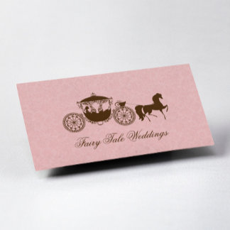 Pink And Brown Wedding Horse & Carriage Business Card
