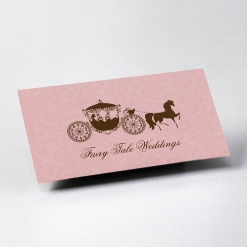 Pink And Brown Wedding Horse  Carriage Business Card