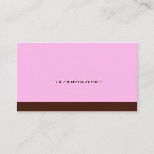 Customizable Pink and Brown Wedding Placecards Business Card Template