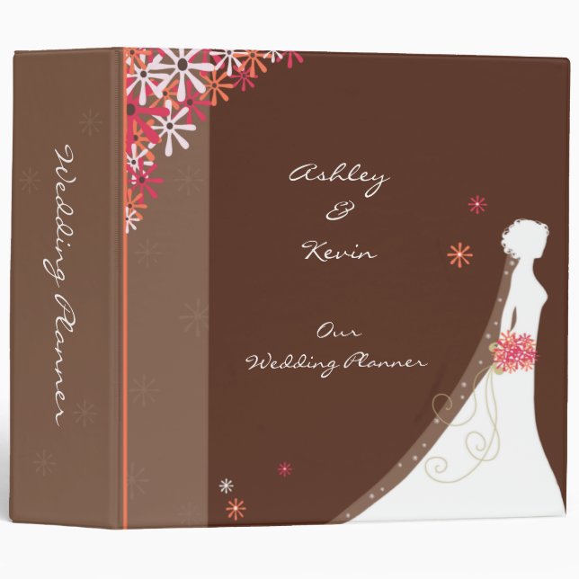 Pink and Brown Wedding Planner binder (Front/Spine)