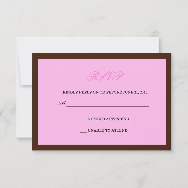 Pink and Brown Wedding RSVP (Front)