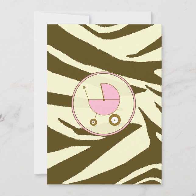Pink and Brown Zebra Print Baby Shower Invitation (Front)