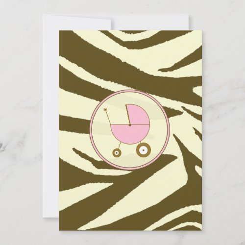 Pink and Brown Zebra Print Baby Shower Invitation