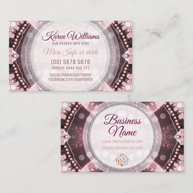 Pink and Burgundy Alternative Tribal Business Card (Front/Back)