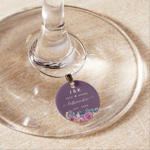 Pink and Burgundy Blush Custom Monogram Wine Charm