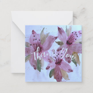 Pink And Burgundy Floral Tiny Thank You Note Card
