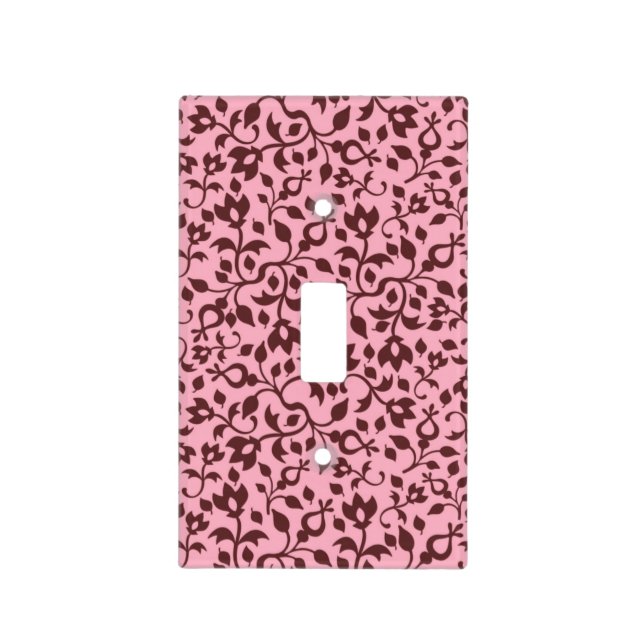 Pink and Burgundy Floral Vine Pattern Light Switch Cover (Front)