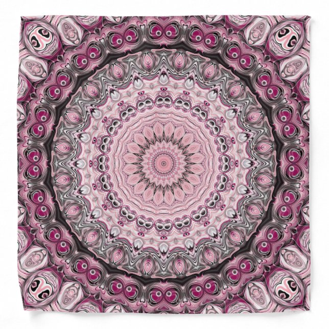 Pink and Burgundy Mandala Pattern Design Bandana (Front)