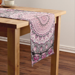 Pink and Burgundy Mandala Pattern Design Long Table Runner
