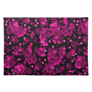 Pink and burgundy polka dot confetti pattern cloth placemat