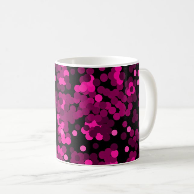 Pink and burgundy polka dot confetti pattern coffee mug (Front Right)