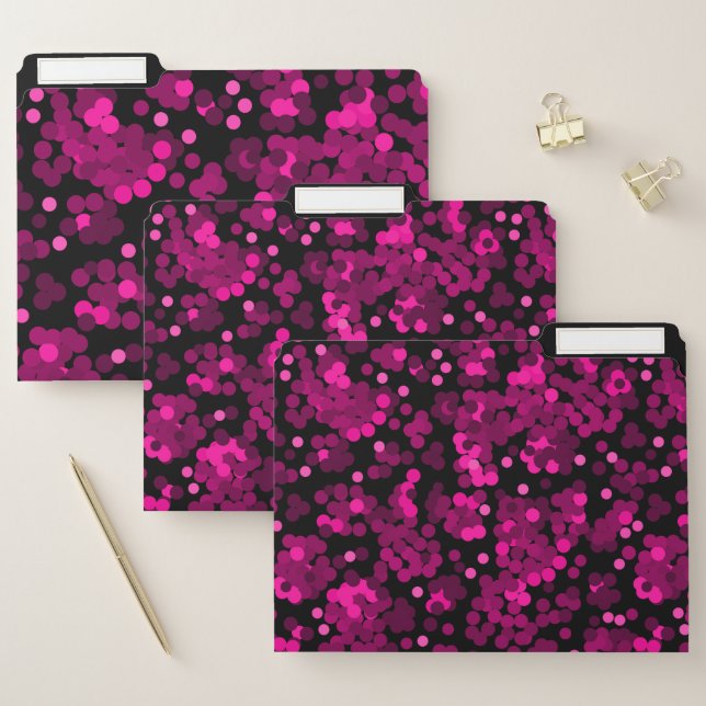 Pink and burgundy polka dot confetti pattern file folder (Set)