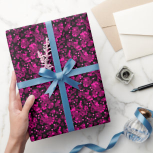 Pink and burgundy polka dot confetti pattern wrapping paper