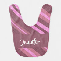 Pink and burgundy stripes baby bib