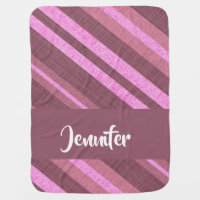 Pink and burgundy stripes baby blanket