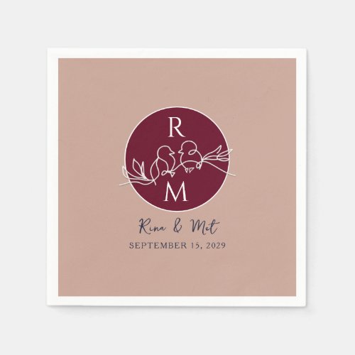 Pink and Burgundy Wedding Napkins