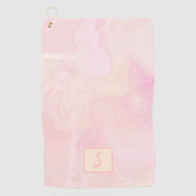 Pink and Champagne Golf Towel (Front)