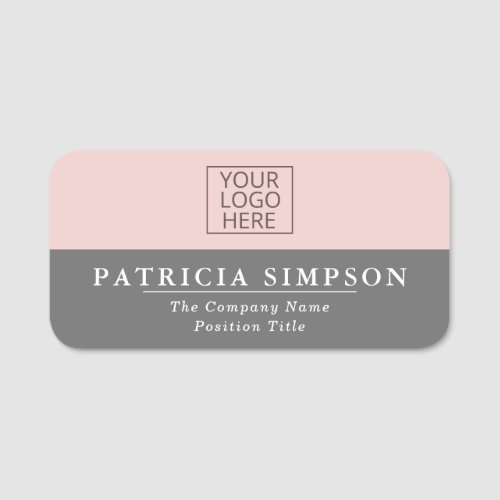 Pink and Charcoal Grey Perfect for Professionals Name Tag