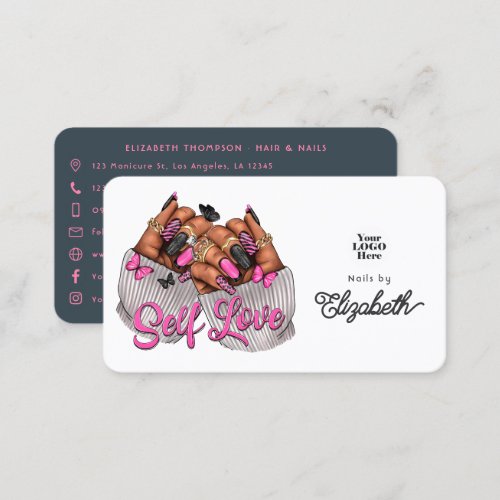 Pink and Charcoal Self_Love Salon Branding Business Card