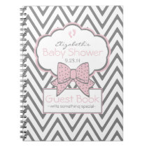 Pink and Chevron Baby Shower Guest Book- Notebook