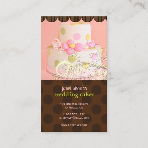 Customizable Pink and Chocolate Bakery/pâtisserie Business Cards
