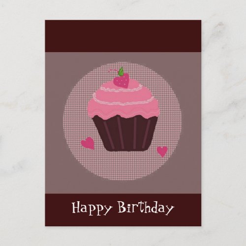Pink and Chocolate Birthday Cupcake Postcard