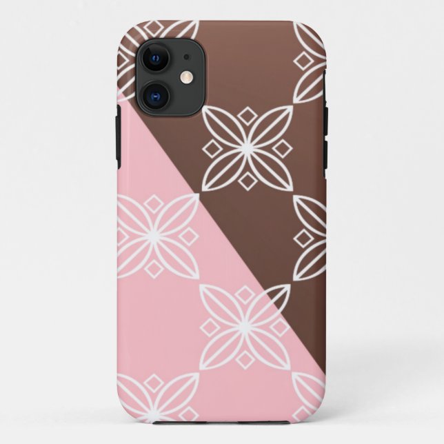 Pink and Chocolate Brown Floral Pattern Case-Mate iPhone Case (Back)