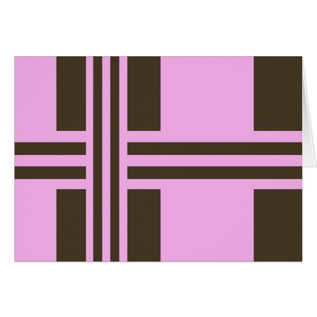 Pink and Chocolate Brown Wide Stripes by STaylor Cards (Front Horizontal)