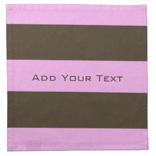 Pink and Chocolate Brown Wide Stripes by STaylor Cloth Napkin