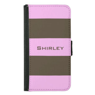 Pink And Chocolate Brown Wide Stripes by STaylor S Samsung Galaxy S5 Wallet Case
