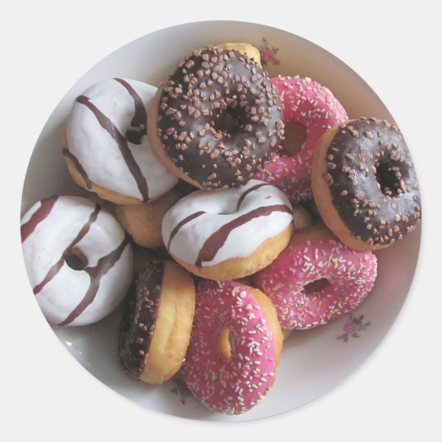 Pink and Chocolate Donuts Foodie Dessert Stickers (Front)