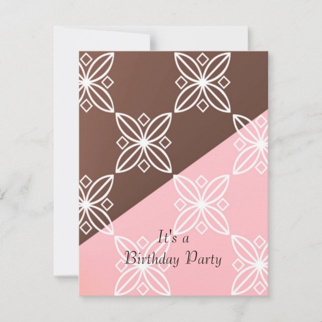 Pink and Chocolate Modern Birthday Invitation (Front)