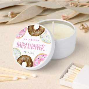 Pink and Chocolate Sprinkle Donuts Baby Shower Mini Candle Favors