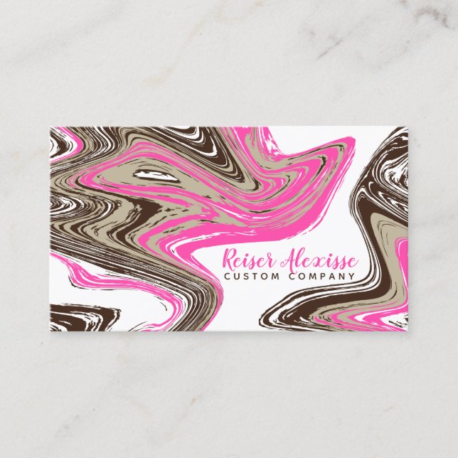 pink and chocolate strokes business card (Front)