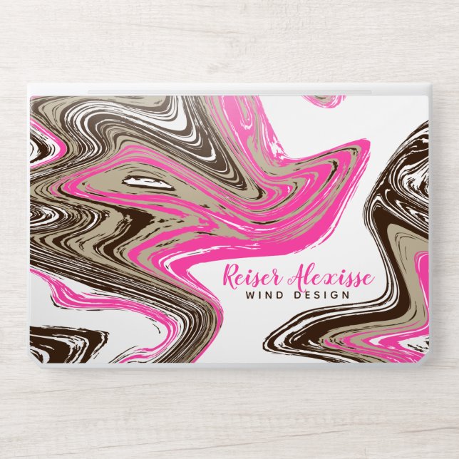 pink and chocolate strokes HP laptop skin (Front)