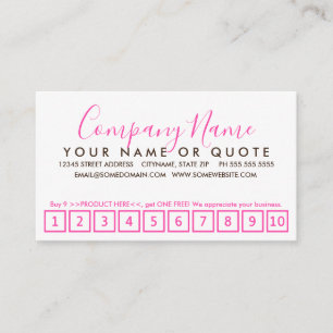 pink and chocolate strokes loyalty punch card