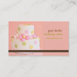 Pink and Chocolate wedding cake business cards