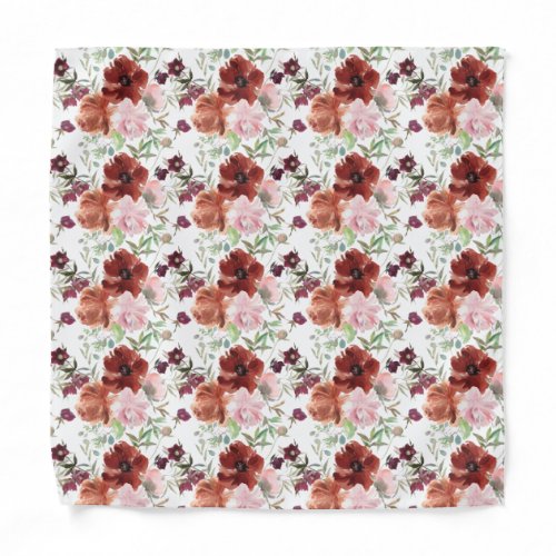 Pink and Cinnamon Flowers Floral Pocket Square Bandana