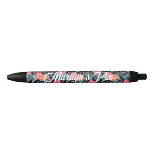 Pink and Coral Flowers Personalized Pen