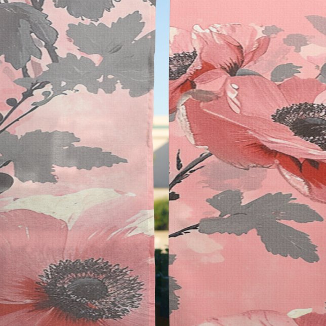 Pink and coral flowers sheer curtains (Sheer vs. Blackout)